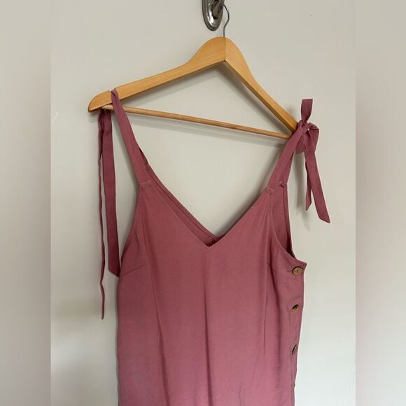 NWT Topshop Tilda Side Button Pink Mini Slip Dress Shoulder Ties Women's sz 6 - Picture 6 of 15